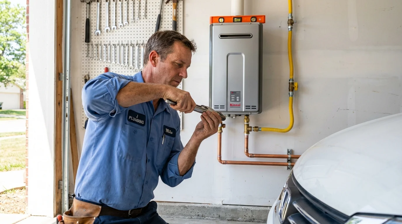 Tankless water heater installation by a Johns Plumbing LLC plumber in Pinconning